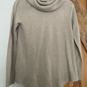LOFT Heathered Tan Cowl Neck Swing Sweater - XXSP